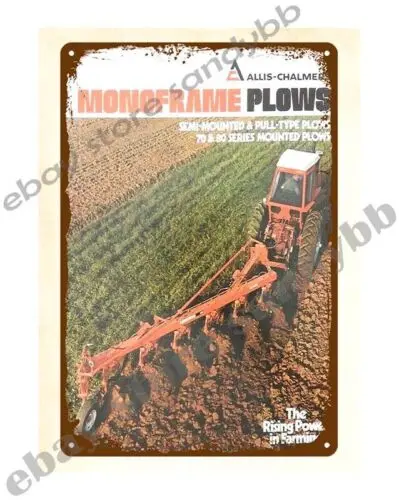 1979 ALLIS-CHALMERS MONOFRAME PLOWS metal tin sign FARM agriculture machinery