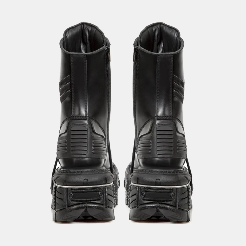 Retro Mans Black Designer Boots Punk Style Men Chunky Boot Platfom Male Female Knight Boot