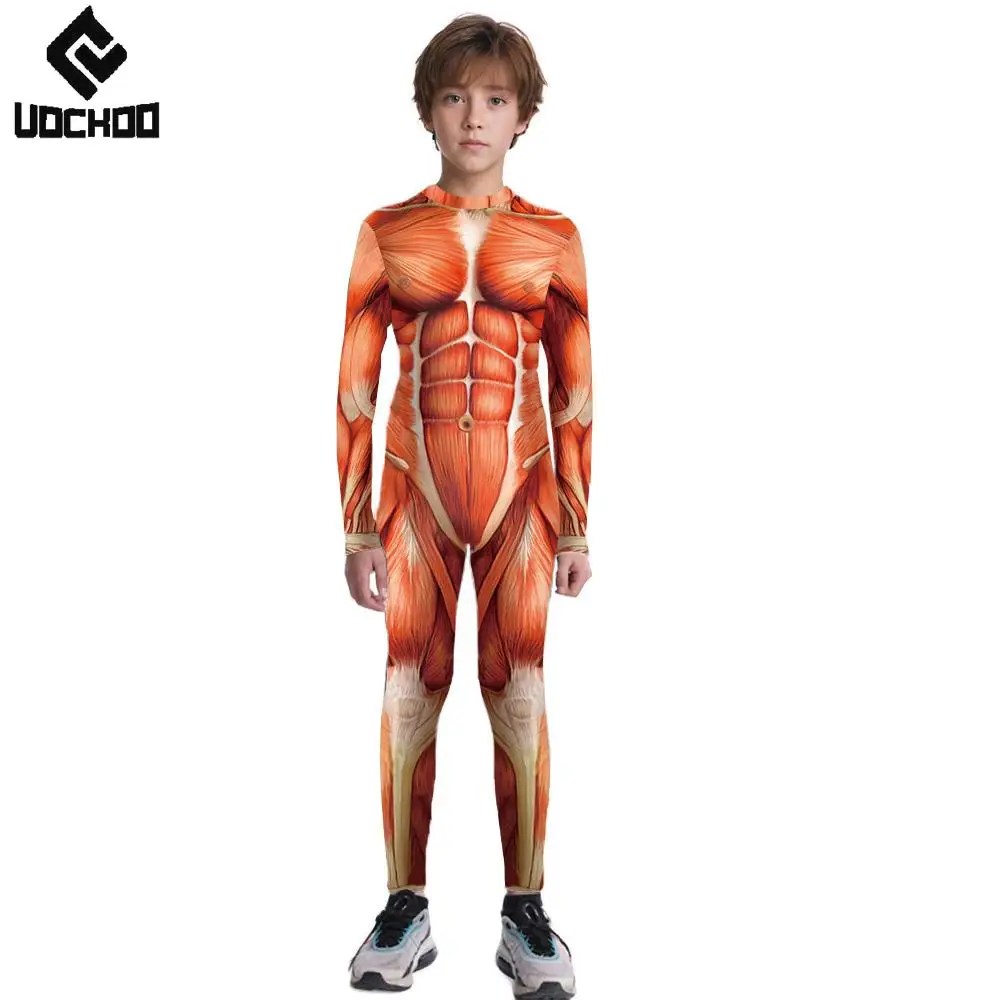 

Halloween Jumpsuit Kid Muscle Cospaly Costume Superhero Boys Bodysuit Girl Rompers Carnival Wear Child Fancy Party Outfit