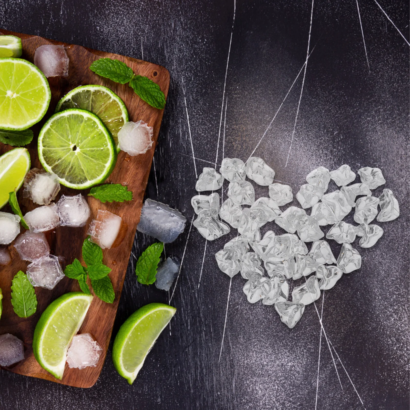 

100pcs Realistic Fake Cubes Clear Plastic Artificial Stones For Photography Props Wedding Party Table Decor Diy Reusable Faux