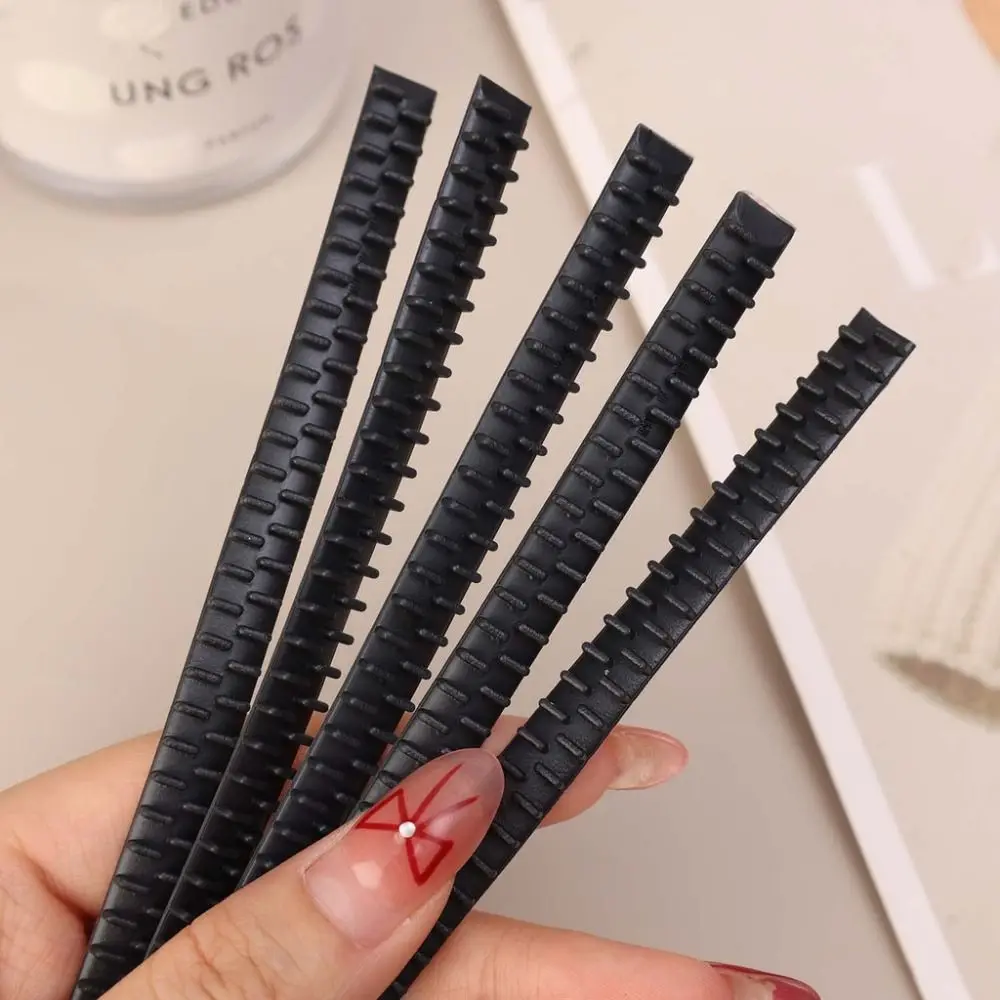 5Pcs Two Rows Teeth Shaped Anti Slip Strip with Back Adhesive Black Hairpin Anti Slip Teeth DIY Handmade