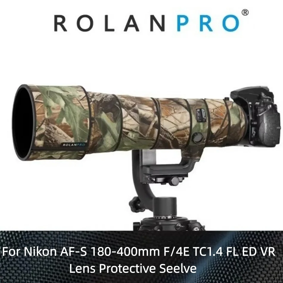 Водонепроницаемый камуфляжный чехол ROLANPRO для объектива Nikon AF-S 180-400mm F/4E TC1.4 FL ED VR, защитный чехол-футляр для объектива