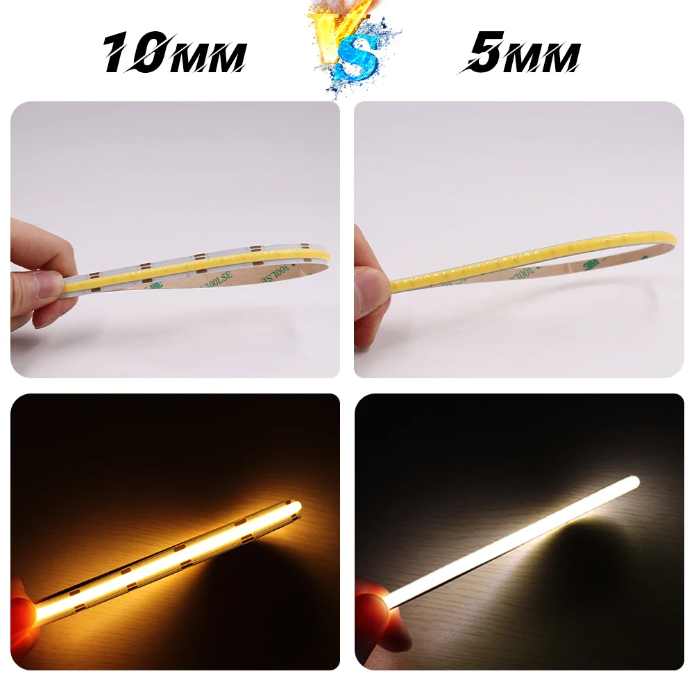 5m 10m CCT COB LED Strip 12V 24V 5mm 10mm Jasna taśma LED 2700-6500K Color Tunable Dimmable RA90 for Home Decor Lighting