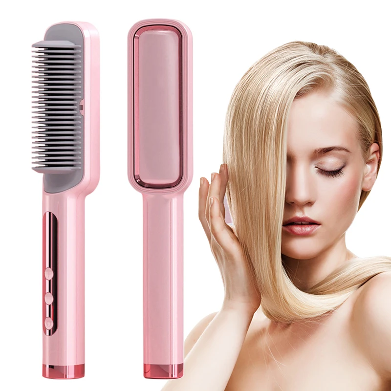 

Profissional Hot Combs Anti-scalding Hair Straightener Brush Ceramic Hair Curler Heated Electric Smart Brush Hair Straightener