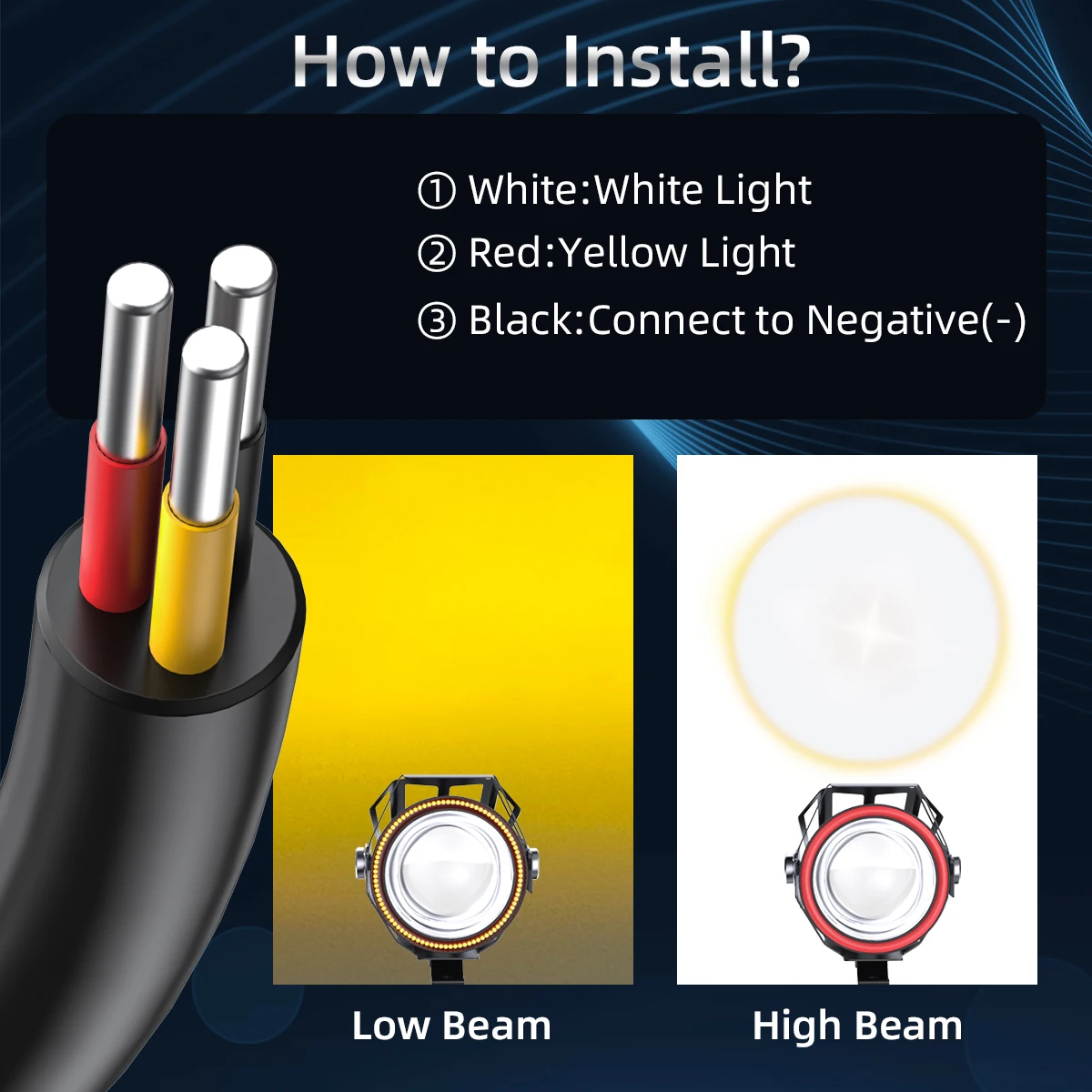 1Pcs Motorcycle Spotlight Lens LED Headlight 12V U7 LED Motorbike Auxiliary Fog Light DRL Driving Lamp Universal Spot Light Whit image 6