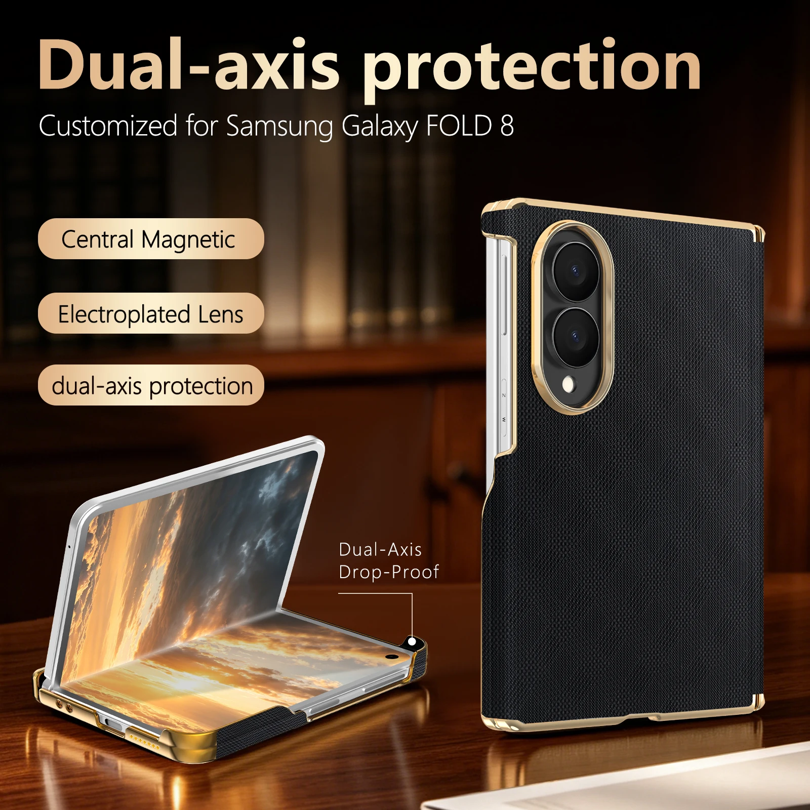 For Samsung Galaxy Z Fold 8 Wide 5G Case Luxury Electroplated Magnetic Wireless Charging Shockproof Hard Back Cover Accessories