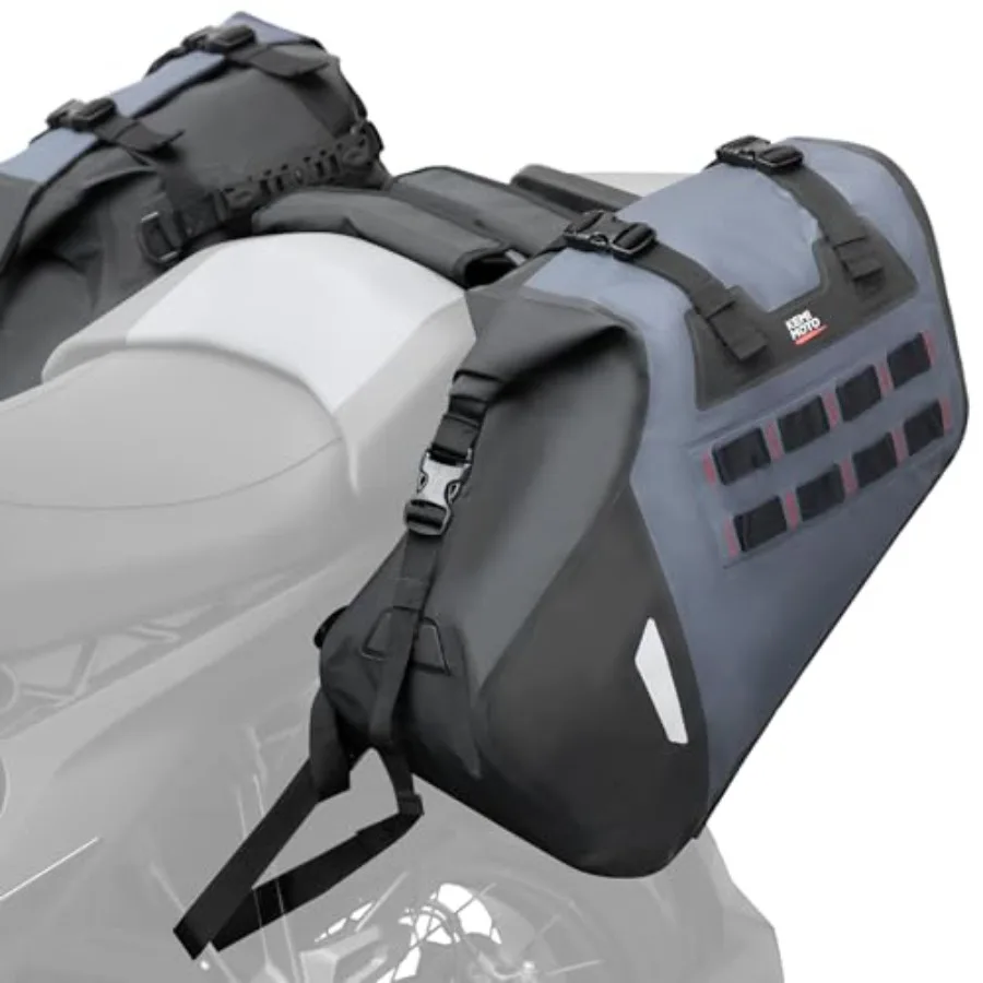 

Motorcycle Saddlebags 30L 15Lx2 PVC Waterproof Panniers Side Tail Bag for Adventure Dirtbike Sport Bike Travel Luggage Rackless