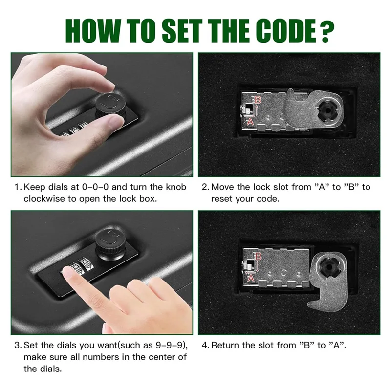 AIAI Gun Safe For Pistols, Solid Steel Pistol Safe, Small Handgun Lock Box With Combination Lock Portable Travel Handgun Safe