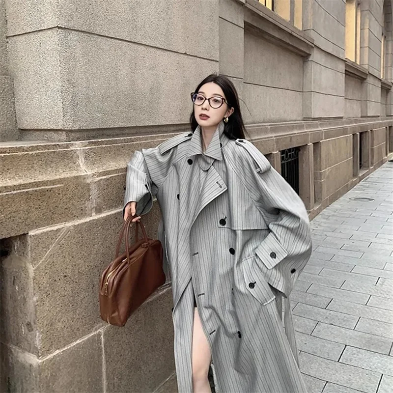 

2025 Spring Autumn New Mid to Long length Versatile British Windbreaker for Women Fashionable Small and Slim Suit Jacket Trendy