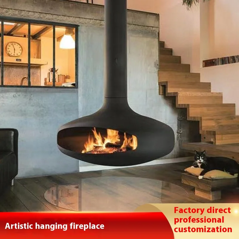 Modern 3D Atomized Artificial Fire Fireplace Metal Flying Saucer Design for Hotel Lobby B&B or Home Living Room Heating