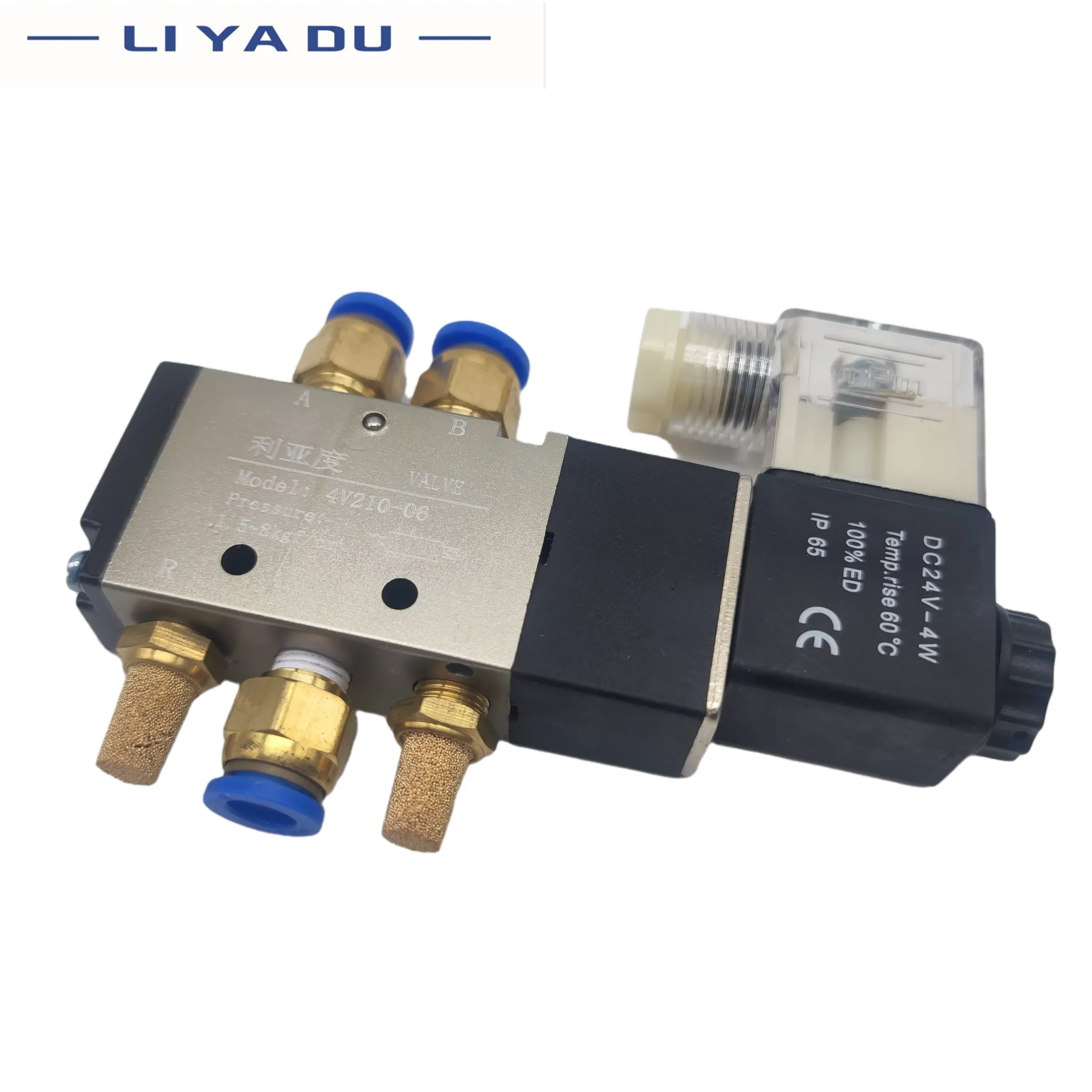 

4v210-08 06 Pneumatic Electric Solenoid 5 Way 2 Position Control Air Gas Magnetic Valve 12/24/220V Coil Volt 4-12mm Hose Fitting