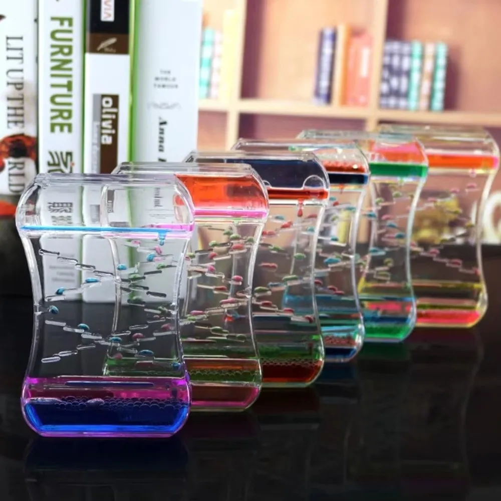 Mixed Color Liquid Motion Bubbler Leakproof Construction Spiral Timer Movement Hourglass Timer Oil Drop Design Desk Decor Timer