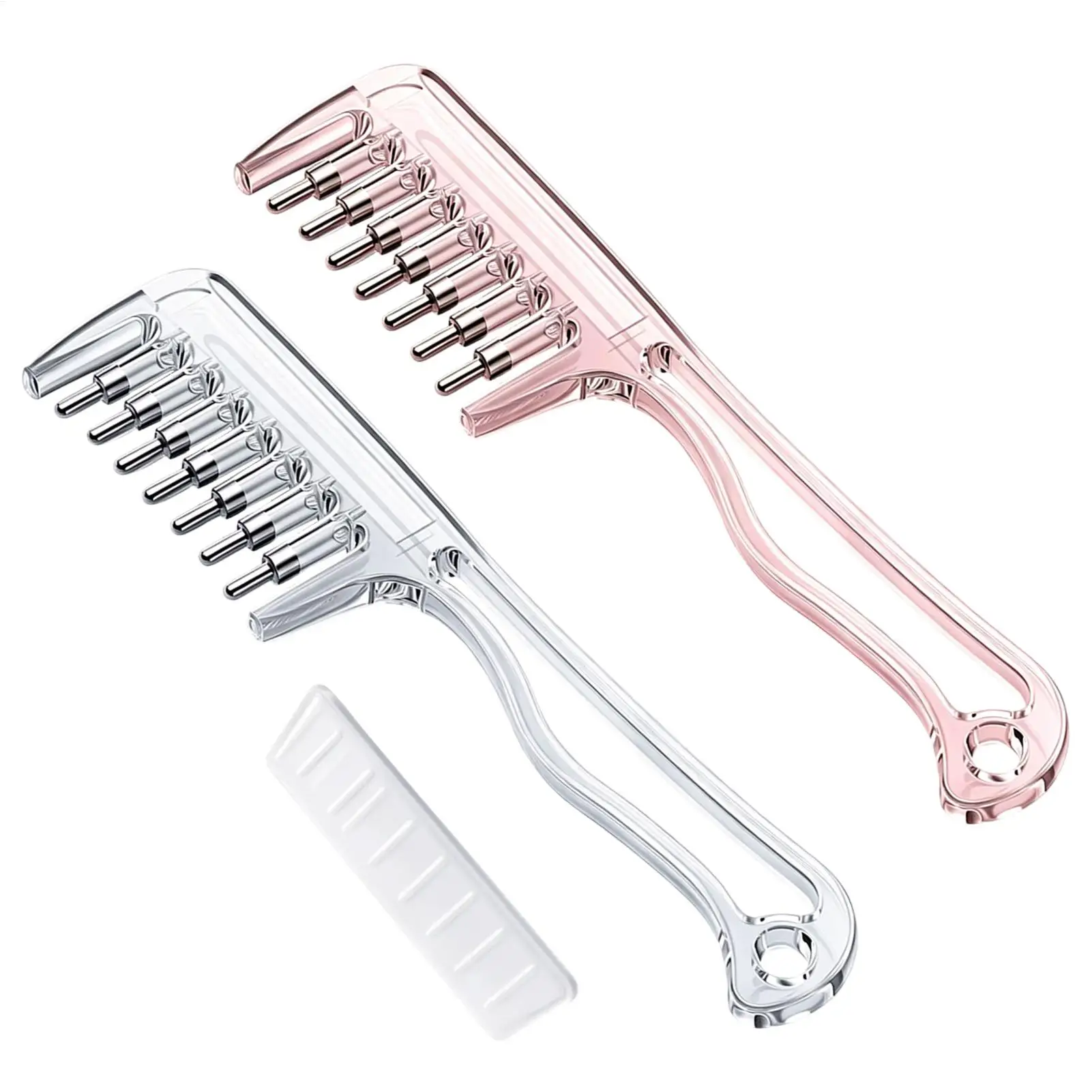 Extended 7-Teeth Crystal Hair Massage Comb With Roller Ball Oil Guide,Transparent Liquid Dispenser Scalp Care Tool For Men Women