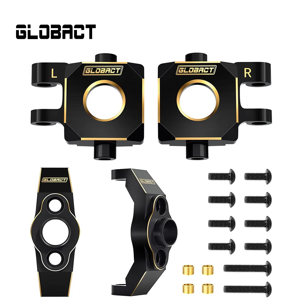 

GLOBACT Black Brass Steering Blocks Knuckle and Caster Blocks C-Hubs Front Counterweight Set for 1/18 TRX4M RC Crawler