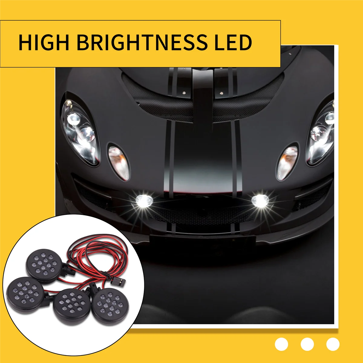 4 LED Lights Receiver Kit Plastic Shell Lotus Headlights for 1/5 HPI BAJA Rovan King Motor 5B RC Car Parts Accessories