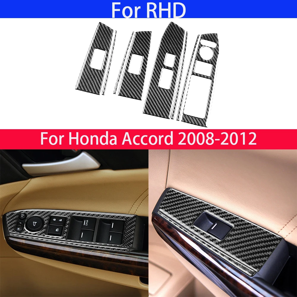 For Honda Accord 2008-2012 Carbon Fiber Right Hand Drive Window Switch Style B trim Car Interior Accessories Modified Sticker