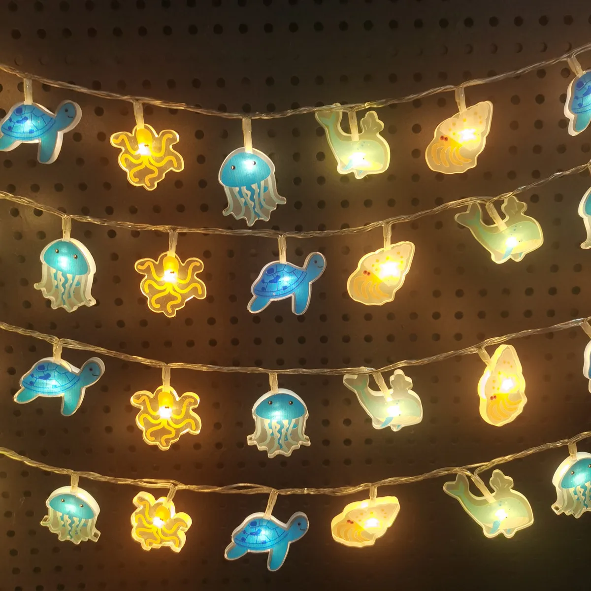 Ocean Sea Animal LED String Lights Jellyfish Turtle Whale Octopus Fairy Lights Kids Room Party Decor Lamp
