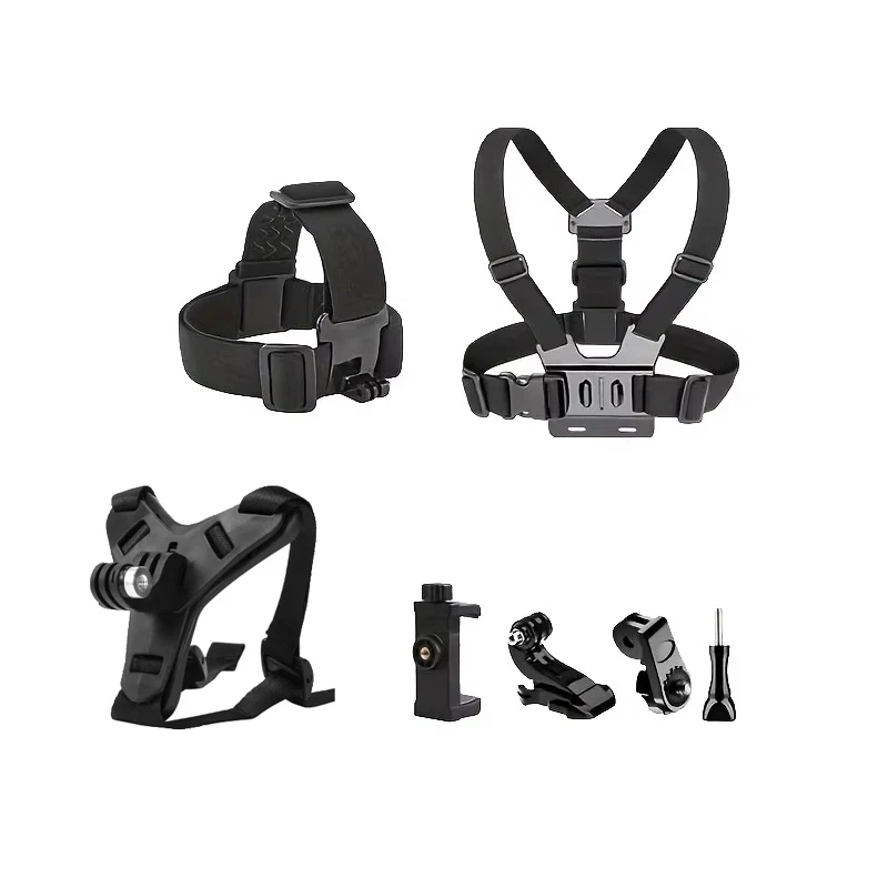 Alles-in-één actiecamera-accessoireset Hoofdband Borstband Mount Verstelbaar voor GoPro Hero Telefoon Osmo SJCAM AKASO insta360