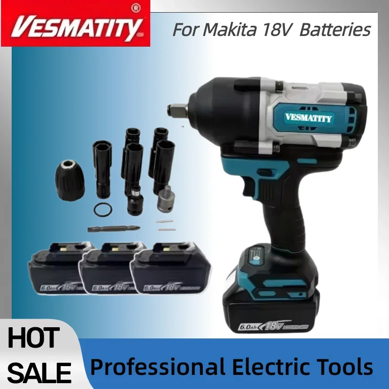 Cordless Electric Impact Wrench High Torque Driver With Socket Set For Automotive & Construction  For 18V-20VBattery