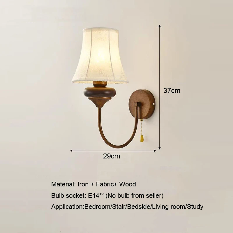 Nordic Bedroom Bedside Wall Light Antique Corridor Living Room Stair Study Reading Lamp With Switch Background Wall Lamp