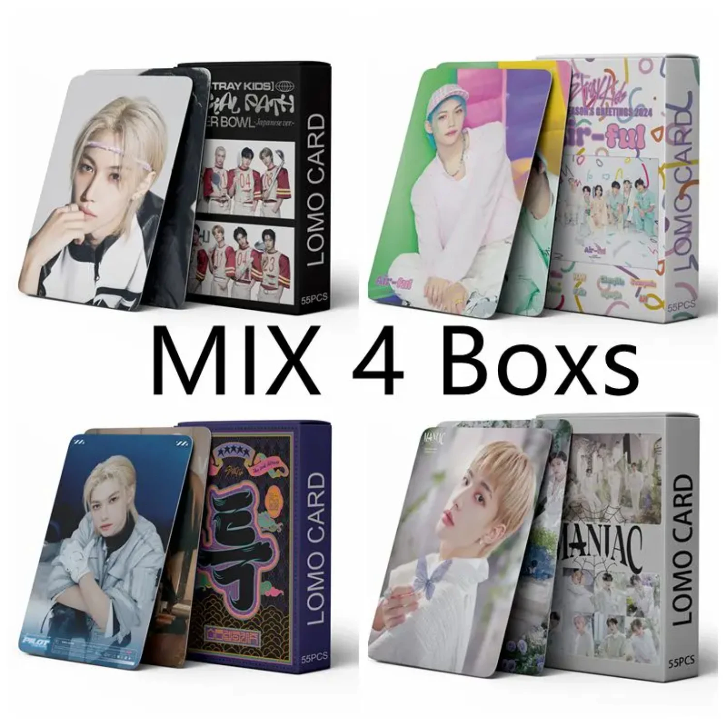 Mix 4Boxes/Set Kpop Stray Lomo Cards Album Photocards Mix Designs Sets 2024 Albums Photo Cards