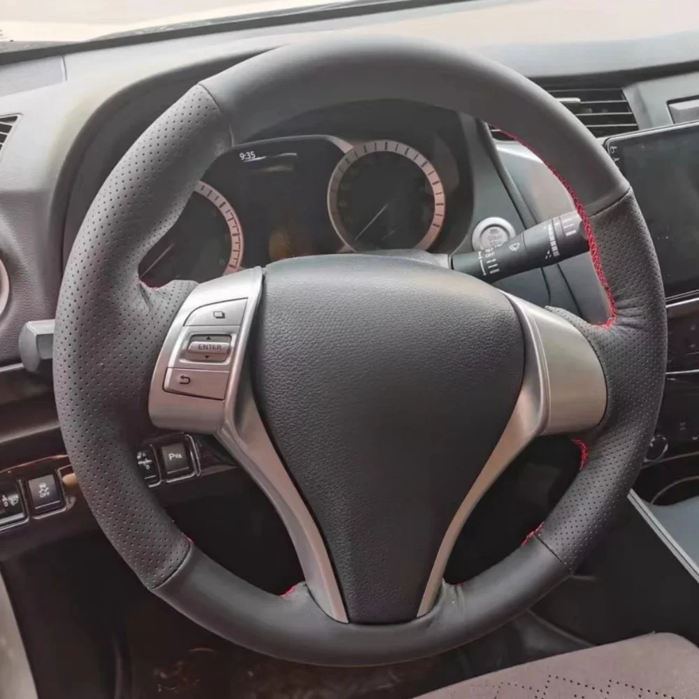 

Black Car Steering Wheel Cover DIY Microfiber Leather For Nissan Teana Altima 2013 2014 2015 2016 X-Trail Auto Accessories