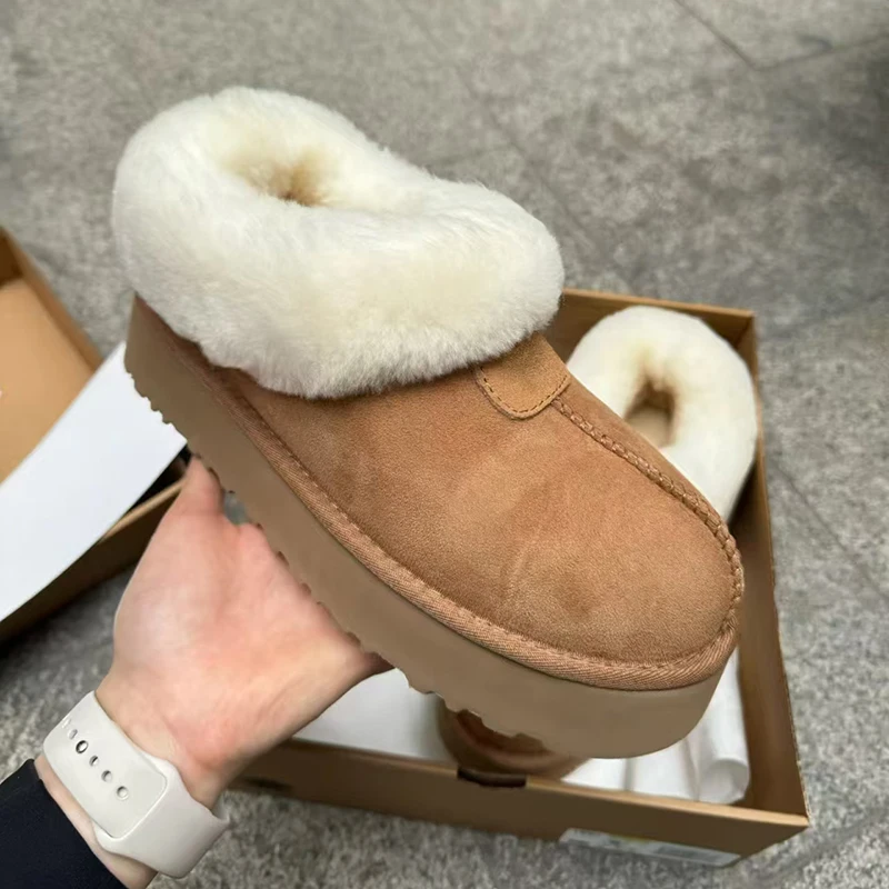 

Winter Fashion Ultra Mini Women Platform Snow Boots New Lady Sheepskin Natural Wool Fur Casual Ankle Warm Shoes Thick Sole Boots