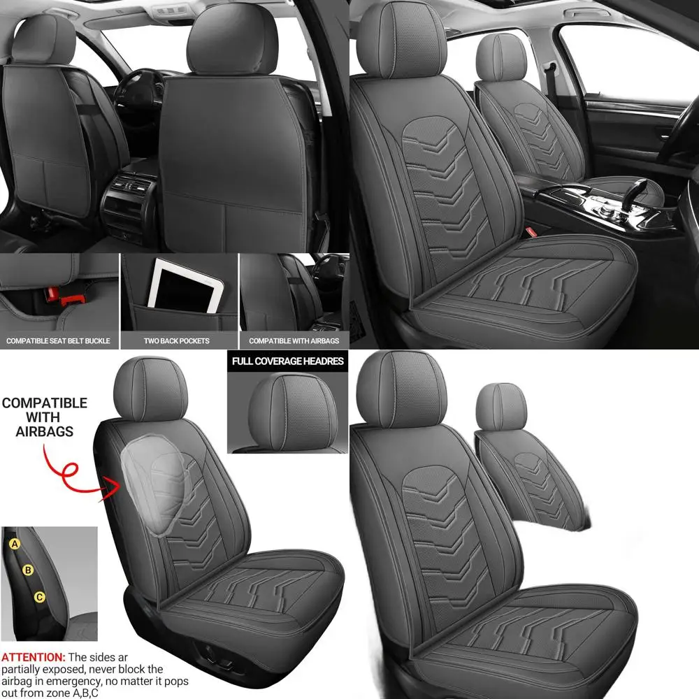 

Universal Grey Car Seat Covers for Sedans, SUVs, and Trucks - Front Seat, Most Vehicles Fit