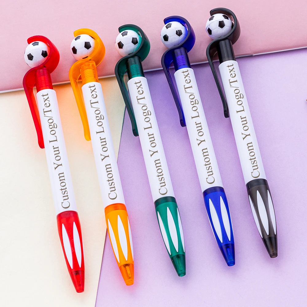 Custom Soccer Ballpoint Pens Personalized Logo/Name Football Shaped Pen Promotional Gifts for School Office Player Coach Student