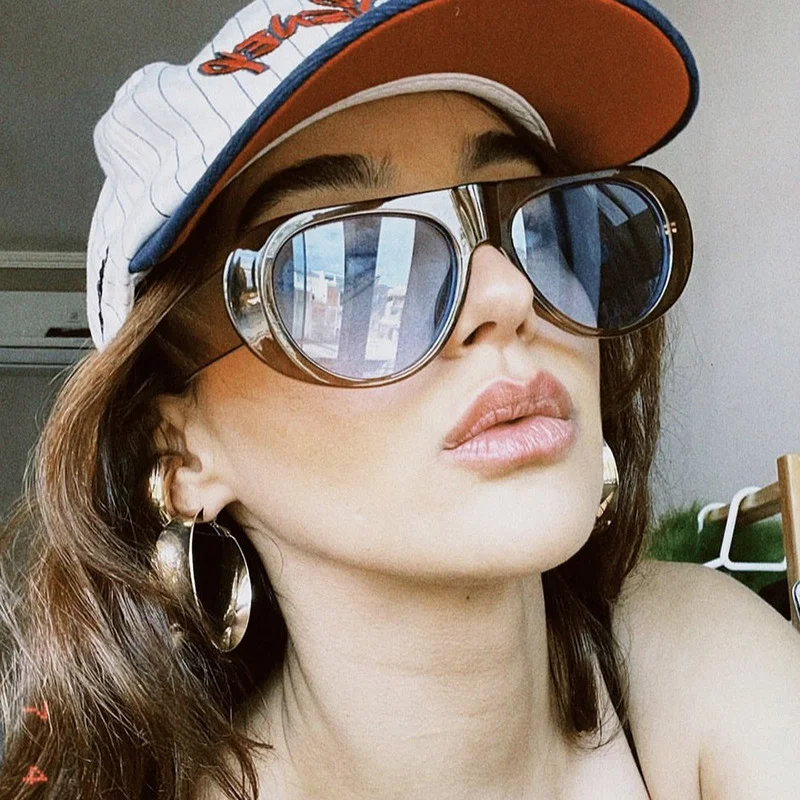 Designer Brand Square Sunglasses Women Men Beautiful Big Frame Round Sun Glasses Female Mirror Colors Trendy Fashion
