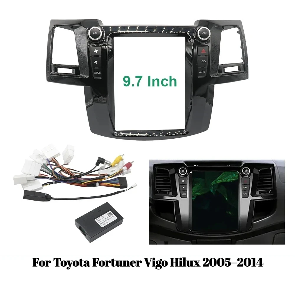 

9,7-дюймовая рамка для автомобильного радиоприемника в стиле Tesla для Toyota Fortuner Vigo Hilux 2005-2014, комплект панели приборной панели с вертикальным экраном Android 2DIN