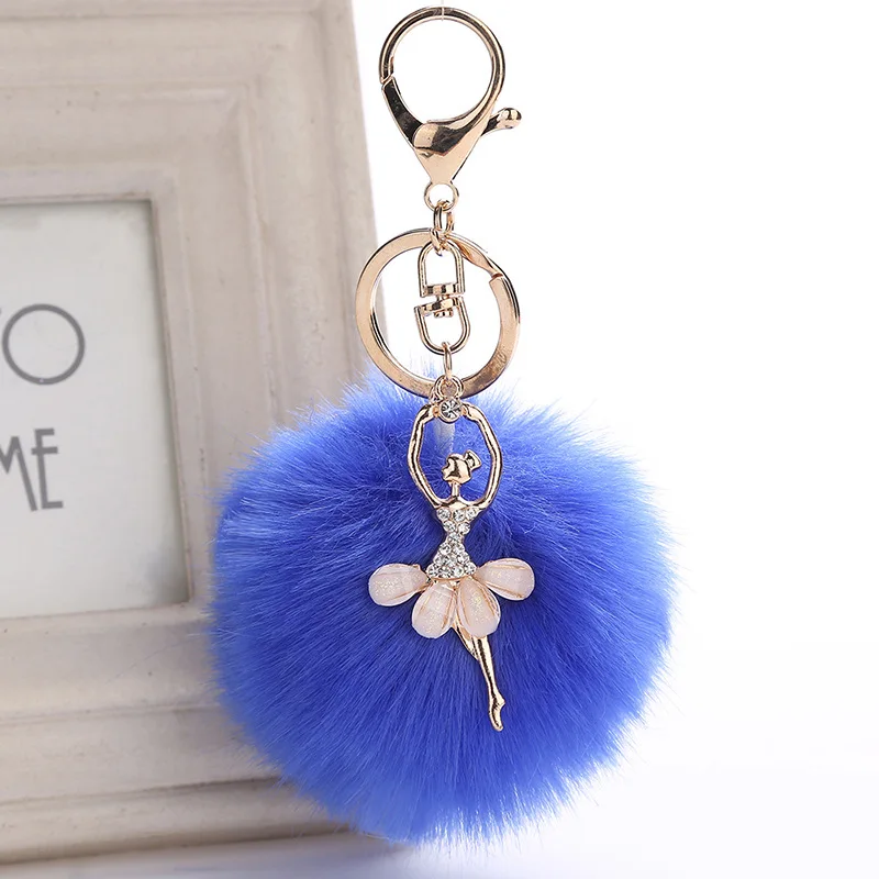 New Cute Ballet Girl Otter Rabbit Hairball Female Bag Pendant Angel Car Keychain Bag Pendant Gift Wholesale view 6