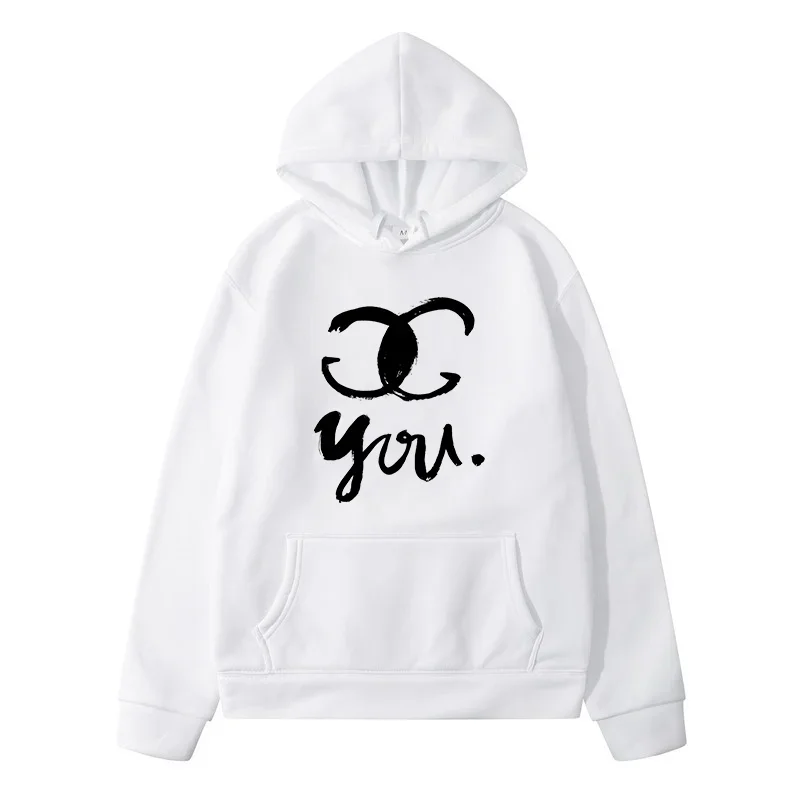 YOU Letter Pattern Printed Men's Hoodies Sweatshirt Unisex Inner Fleece Women‘s Streetwear Tops Coat Oversized Streetwear