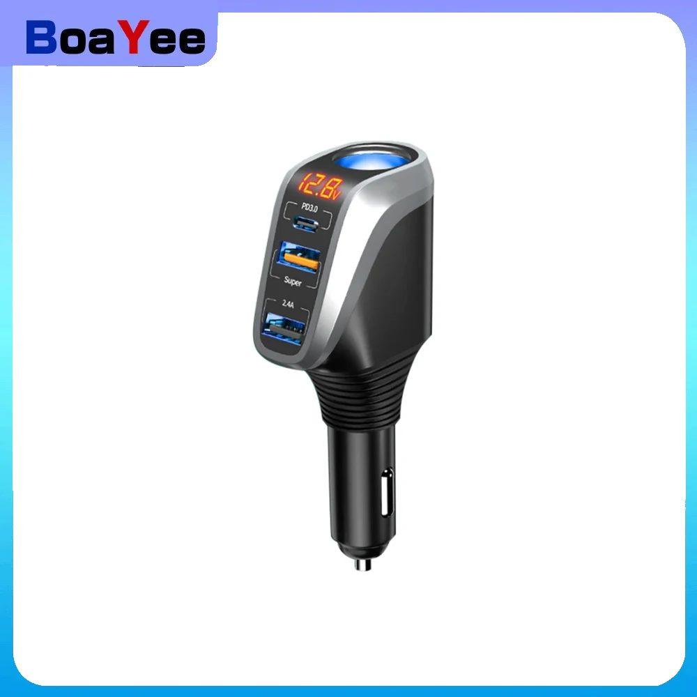 

4 in 1 Car Charger Fast Charging QC3.0 QC4.0 PD3.0 SCP 100W Quick Charge for IPhone 14 13 Samsung Mobile Phone Charger Adapter