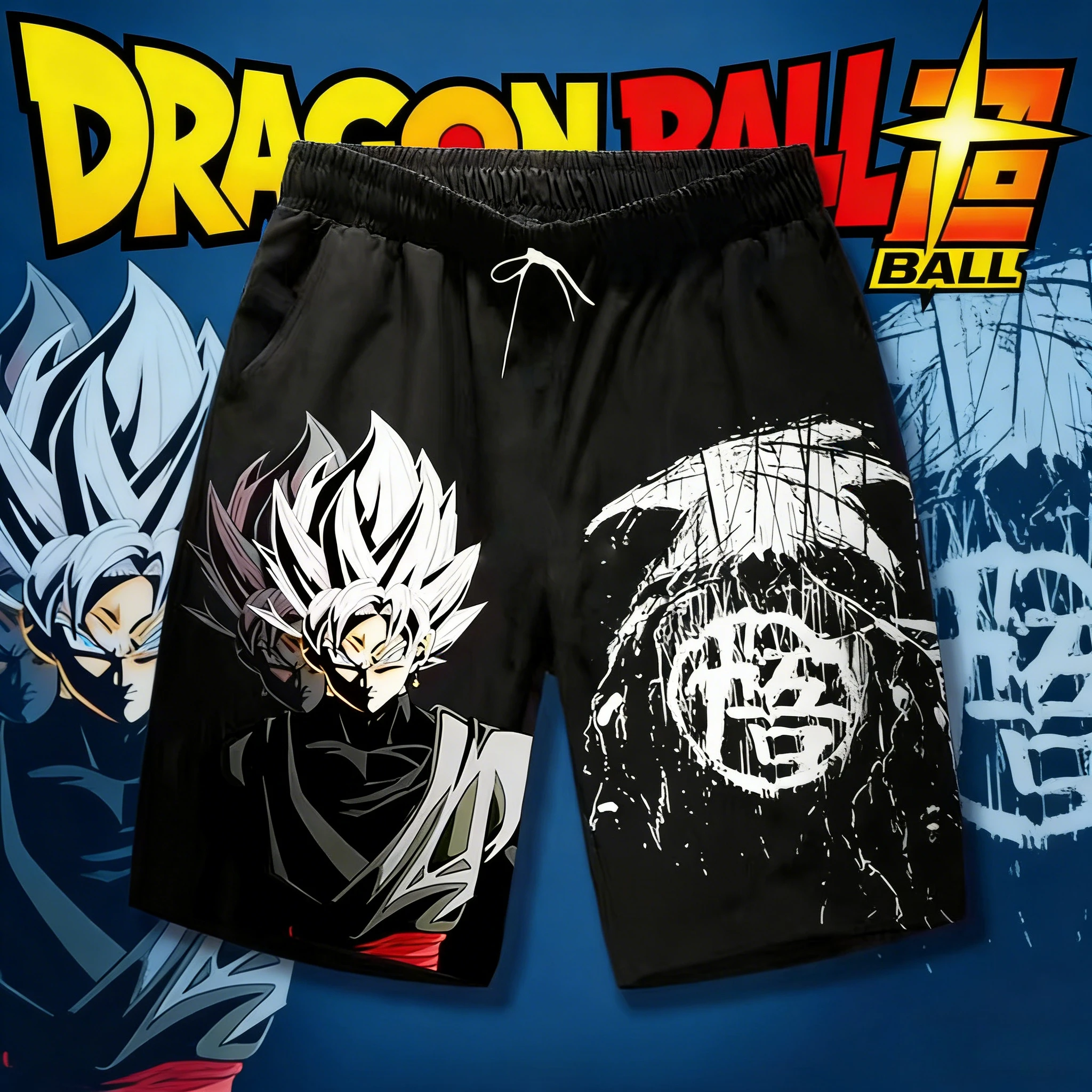 Pantalones Cortos de Verano 2026 con Estampado Retro de Dragon Ball Goku Black Go Kanji, de Secado Rápido, para Adultos y Niños, Tallas Grandes, Transpirables, para Fans del Anime