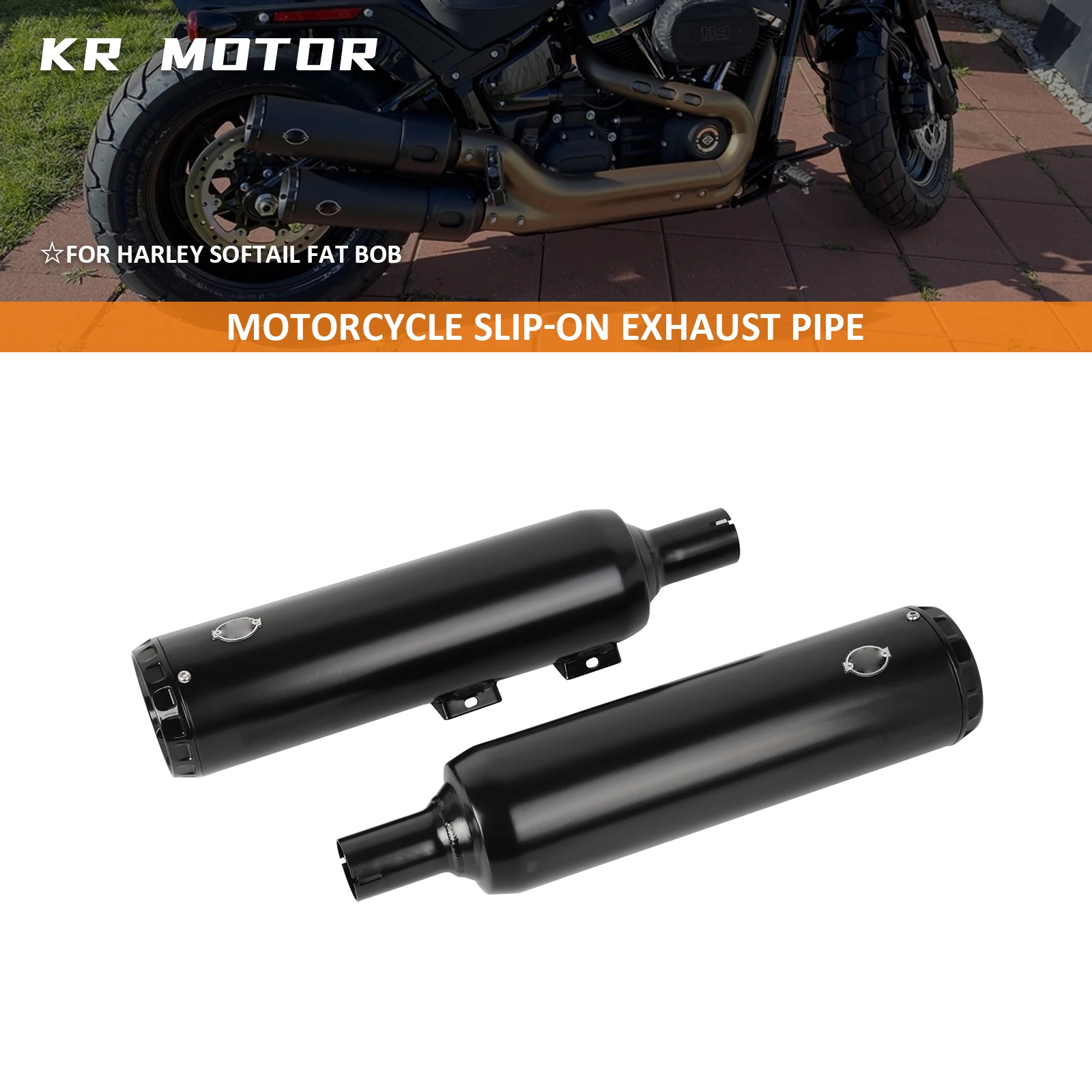 Motorcycle 2 into 2 Slip-Ons Exhaust Pipe Muffler Exhaust With DB Reducer Fit For Harley Softail M8 FAT BOB Fatbob 114 2018-2023