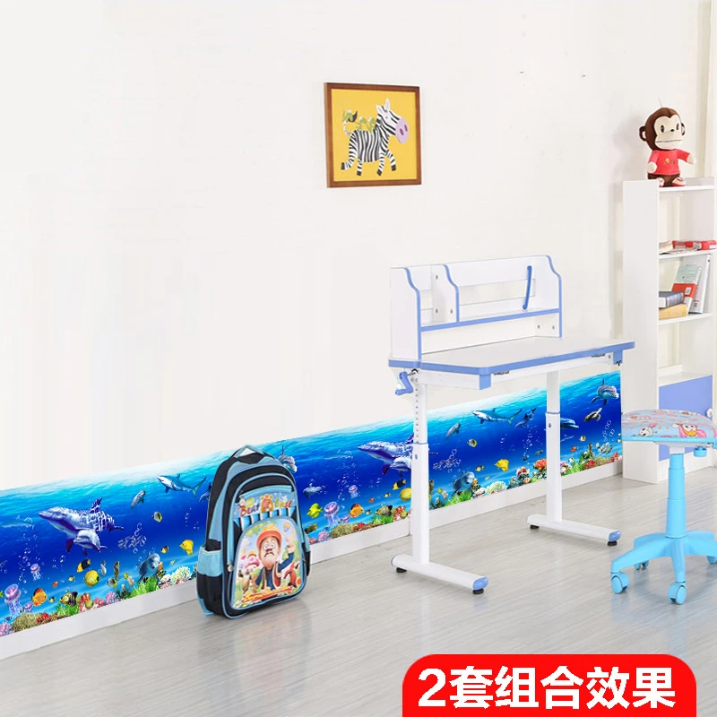 Fishes Under Sea Scenery Wall Sticker For Kindergarten Kids Room Baseboard Home Decoration Diy 3d Cartoon Mural Art Pvc Decal