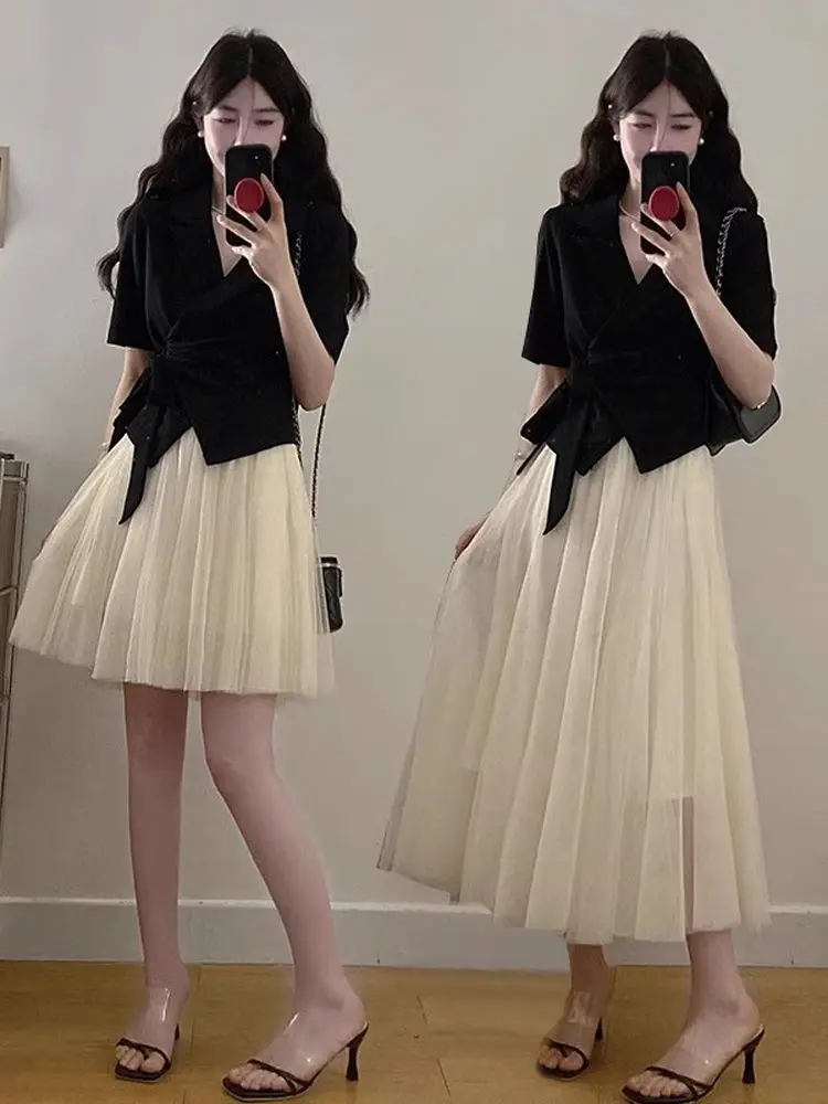 

Summer Faion Set Women's plus Size ort Sve Suit Top Me f Skirt Ele High Quali Two Piece Set Casual Sle