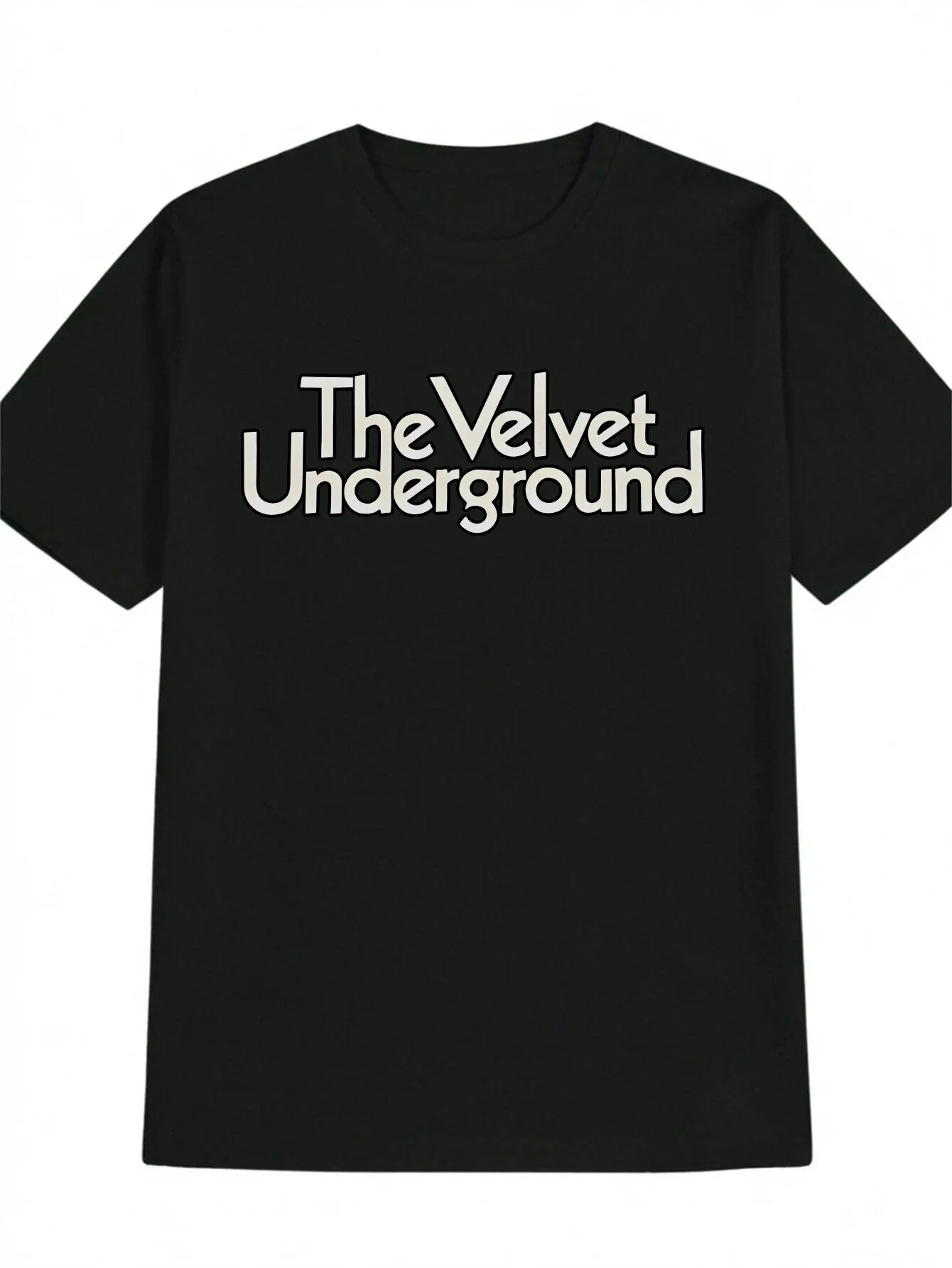 

Мужская повседневная футболка с круглым вырезом и принтом «THE VELVET UNDERGROUND» — черная, мягкая полиэфирная ткань,