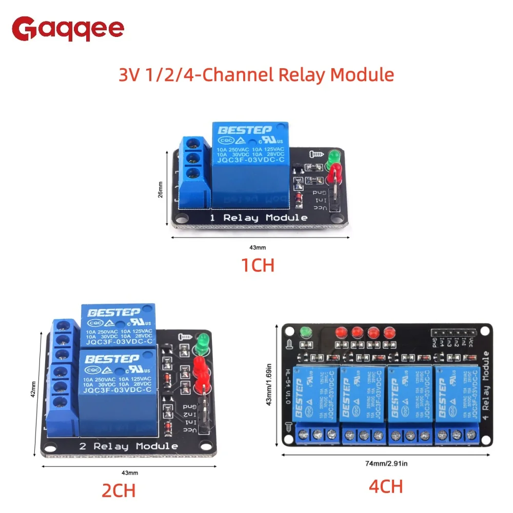 3V 1/2/4-Channel Relay Module Low-Level Trigger Module Compatible with Arduino Etc.