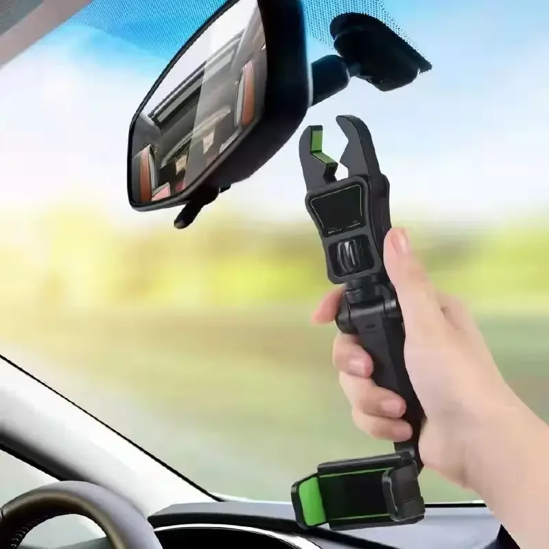 Universal Car Phone Holder Rearview Mirror Mount, 360 Degree Rotation Multi-Angle Navigation Stand, Multifunctional Car Seat Hea