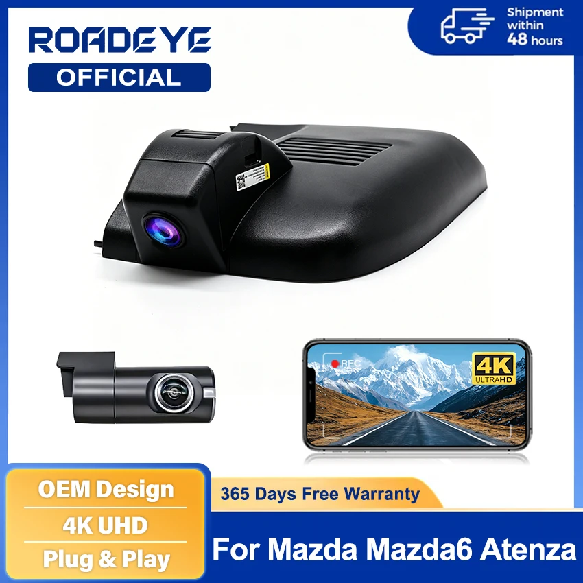 For Mazda 6 ATENZA 2018-2022 Left-Hand Drive Front and Rear 4K Dash Cam for Car Camera Recorder Dashcam WIFI Car Dvr Recording