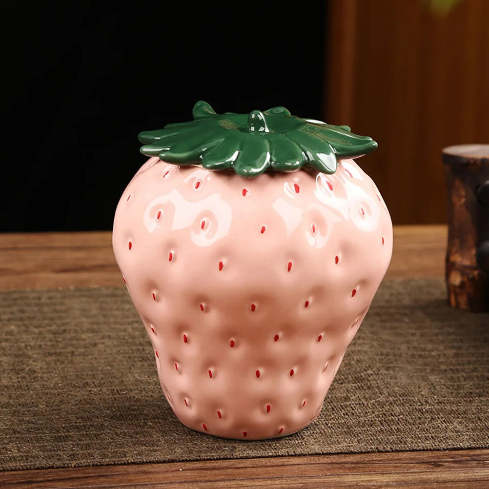 Strawberry Shaped Sealed Food Kitchen Portable Tea Storage Container Food Storage Jar ceramic cookie jar