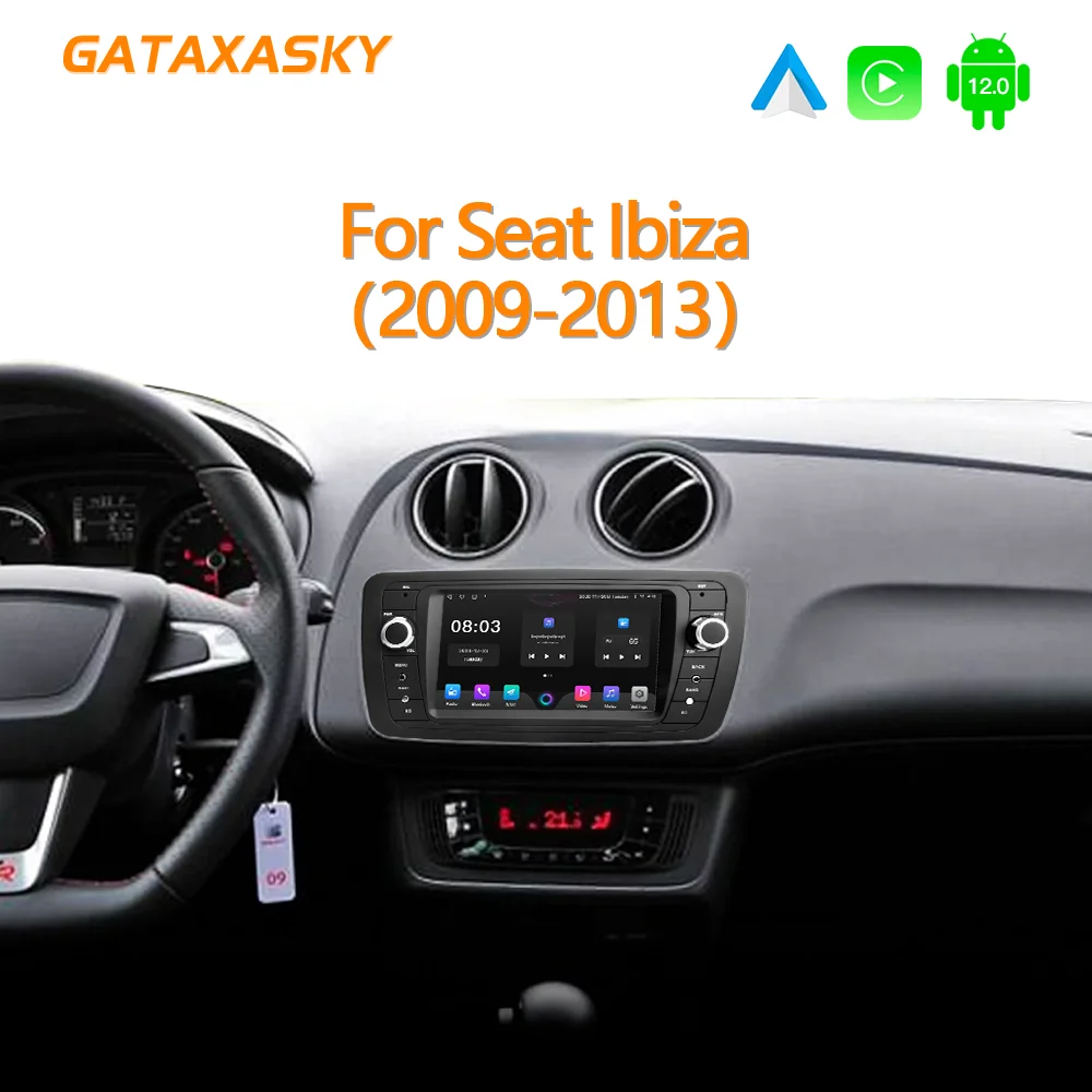 GATAXASKY Android Car Radio For Seat Ibiza 6j 2009 2010 2012 2013 MK4 FR GPS Navigation Screen Audio Multimedia WIFI Player