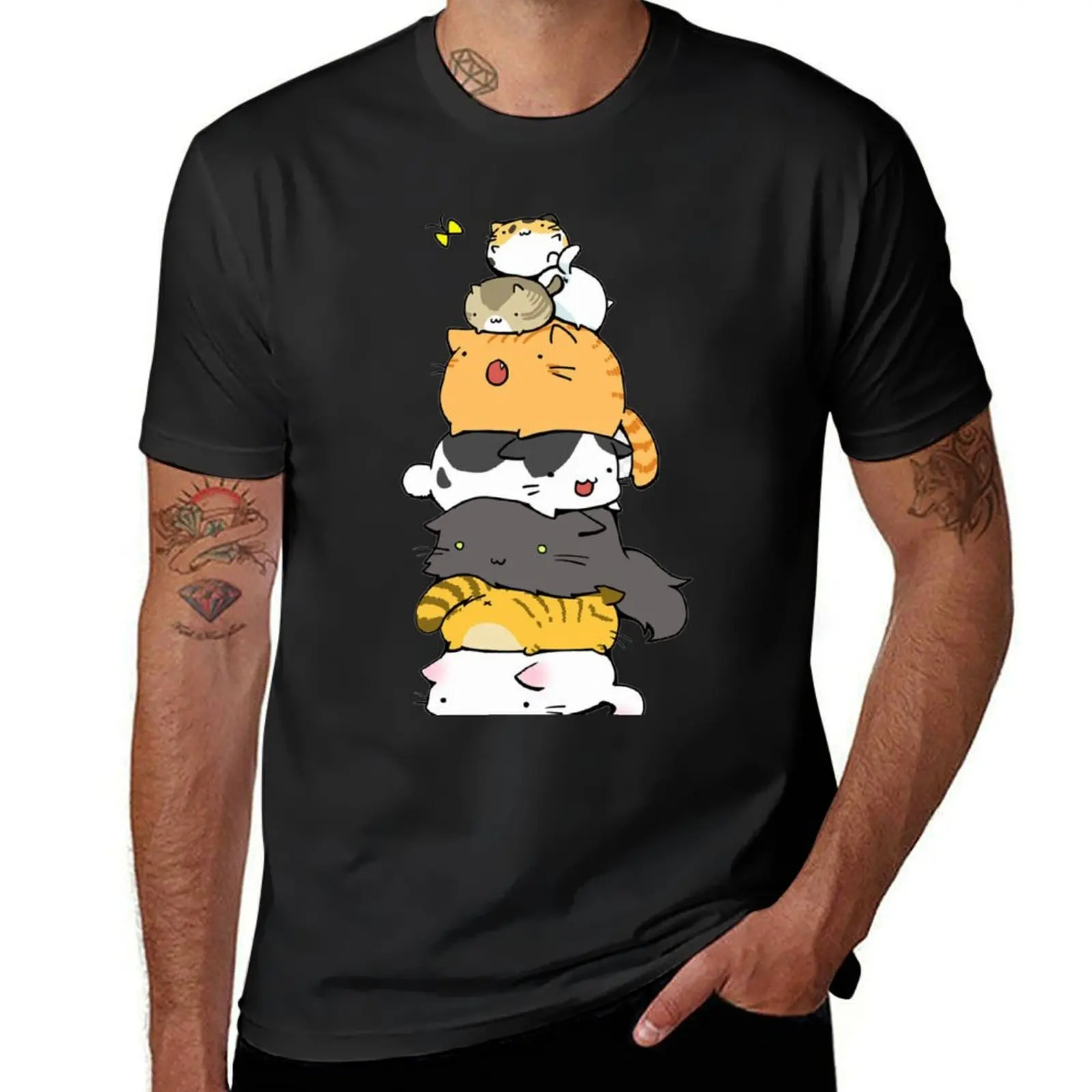 

Tower Of Kitties T-Shirt korean fashion Aesthetic clothing hippie clothes Blouse mens t shirts pack