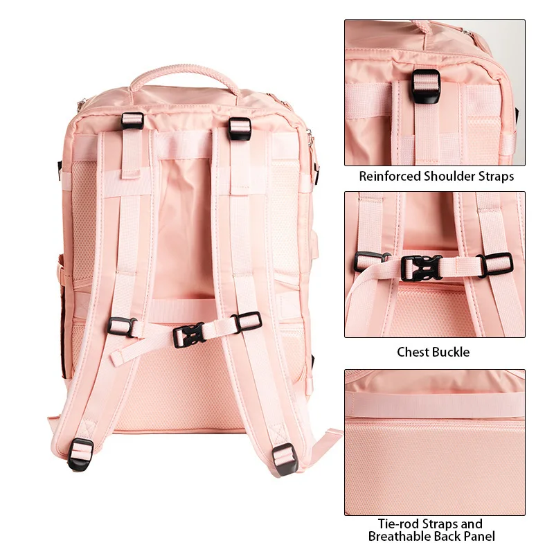Oxford Leisure Travel Bag Portable Storage Double Shoulder Bags Women Casual Travel USB Zipper Solid Backpack Laptop Backpacks