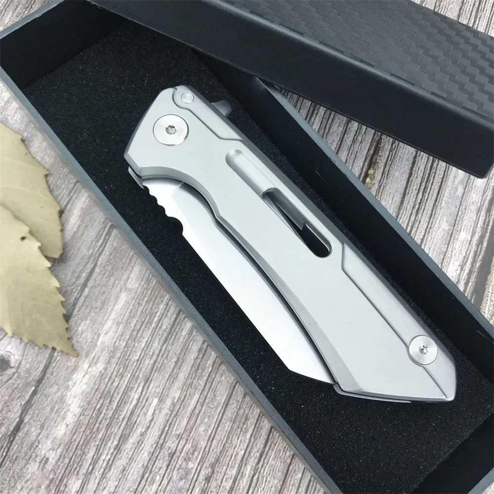 PocketHigh Quality All Steel CNC Ball Bearing Folding Knife D2 Tanto Blade EDC Knives Outdoor Camping Hunting Tool Gift Box