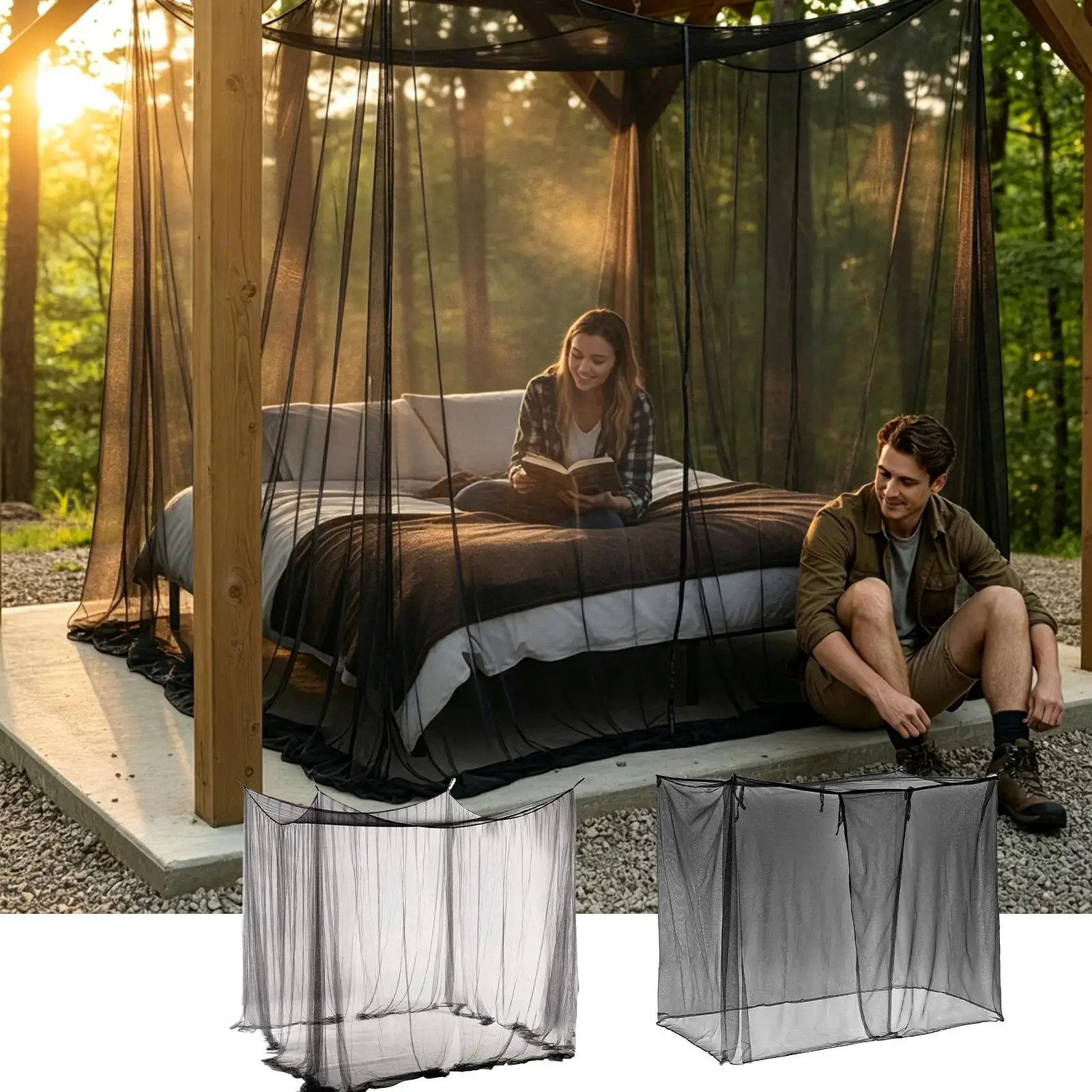 Summer Bed Net Easy Install Corner Mount Portable Mosquito Netting for Camping Travel Home Dorm Adults Family