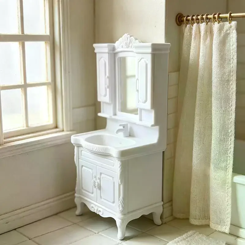 1Pcs Doll Home Bathroom Furniture Decor Toy 1/12 Dollhouse Miniature Bathroom Handwashing Platform Model DIY Accessories