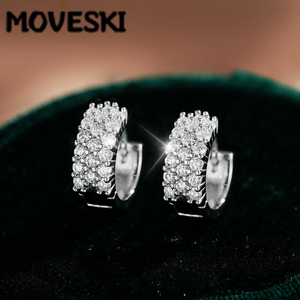 

Серьги-кольца из стерлингового серебра 925 пробы с муассанитом для женщин, гипоаллергенные ювелирные изделия, подарок